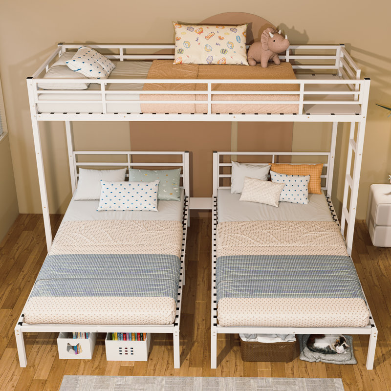Lits superposés triples détachables, en métal, format simple, pour maison familiale moderne et peu encombrante