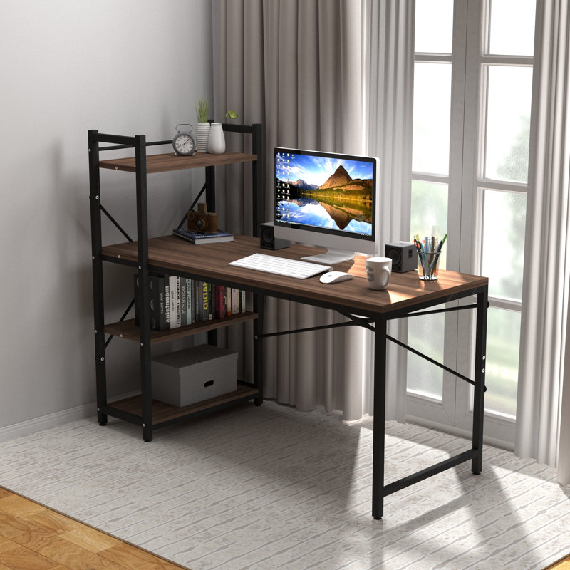 119.38cm Rectangle Writing Desk, Walnut/Black