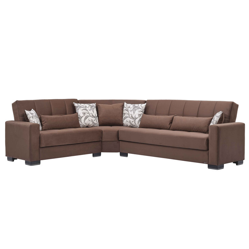  Cailum Legacy 224” Convertible Sectional Sofa Bed with Storage – Firm Support L-Shaped Sleeper Sectional for Small Spaces
