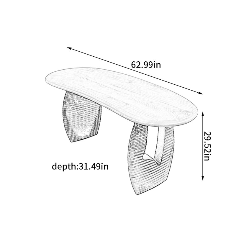 Bureau en frêne durable intéressant et conçu, H 29,52 po x l 62,99 po x P 31,49 po