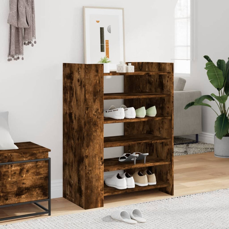 10 Pair Shoe Storage Cabinet, Smoked Oak