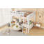 Lit mezzanine double avec échelle, lit mezzanine double en métal avec tablettes de rangement, lit mezzanine pour enfants, blanc-822857838