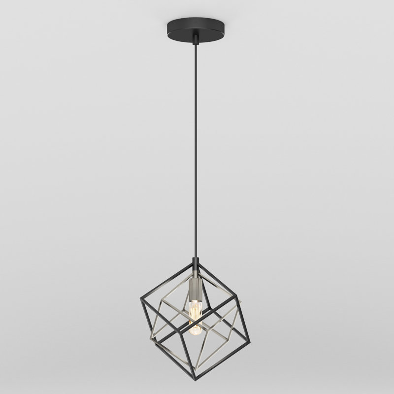 Luminaire suspendu carré à 1 lumière Tongai, Nickel brossé
