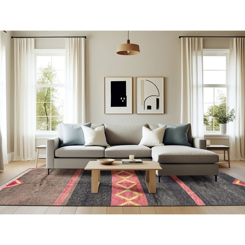 Tapis décoratif multicolore à motif abstrait, Rectangle 6 pi x 9 pi
