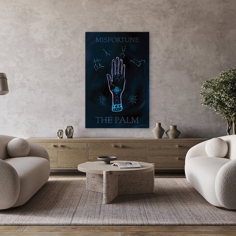 Mystique Fortune V - Art céleste mystique noir et bleu, H 48 po x l 32 po