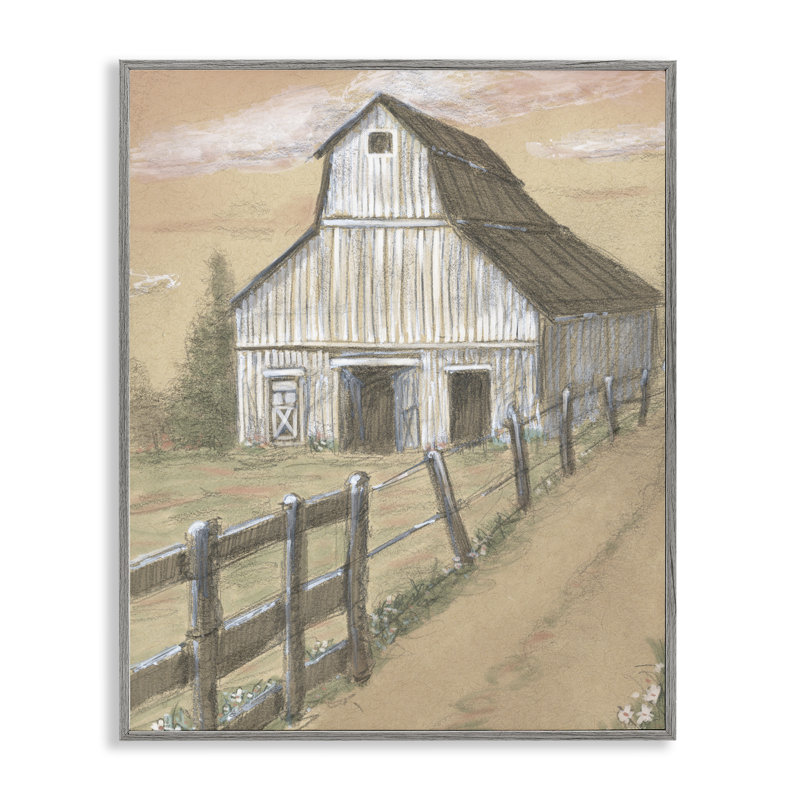 Dessin de clôture de grange, estampe numérique, conception de Patti Bishop, H 14 po x l 11 po, Estampe numérique Farmhouse