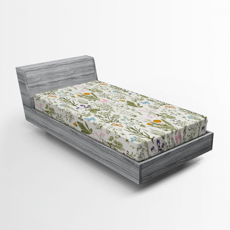 Twin Blue Floral Microfiber Fitted Bed Sheet