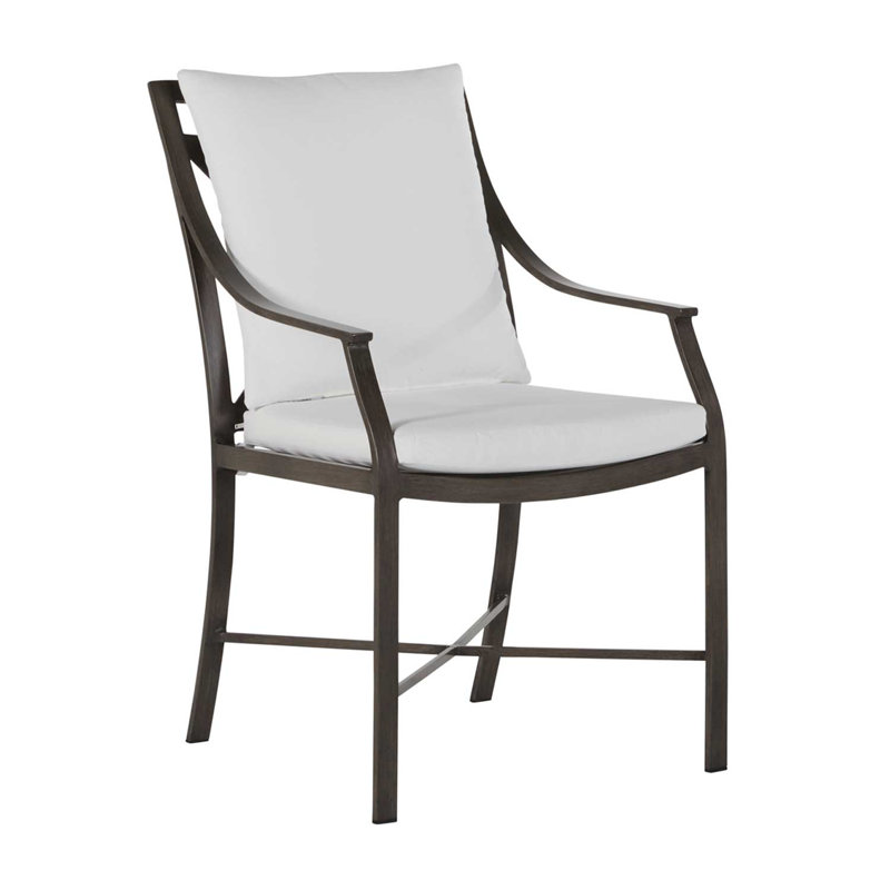 Monaco Patio Dining Armchair with Cushions, Rollo Lace InsideOut® Linen, Welt, Slate Gray
