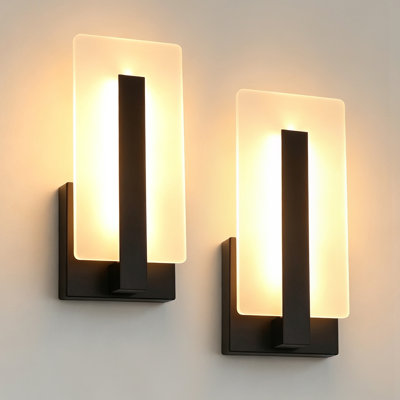 Applique murale carrée à DEL avec télécommande, 10,9 po (H), lampe de chevet