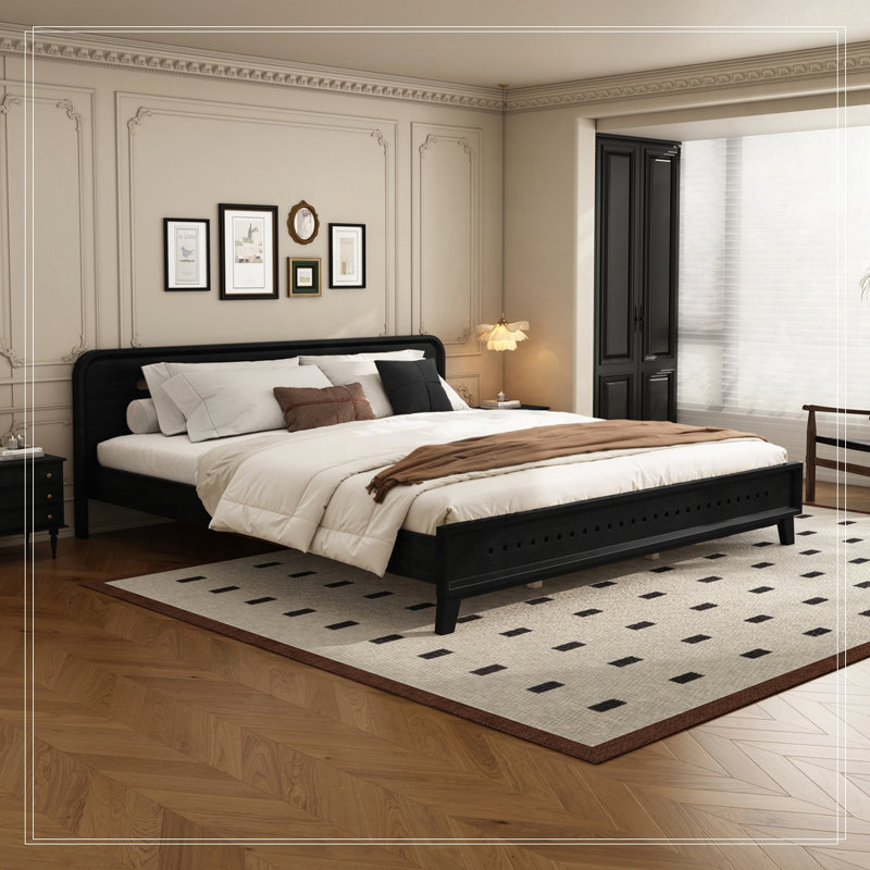 Wood Platform Bed, Black, King