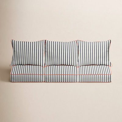 Charnock Striped Indoor/Outdoor Sunbrella Seat/Back Cushion (Set of 3)