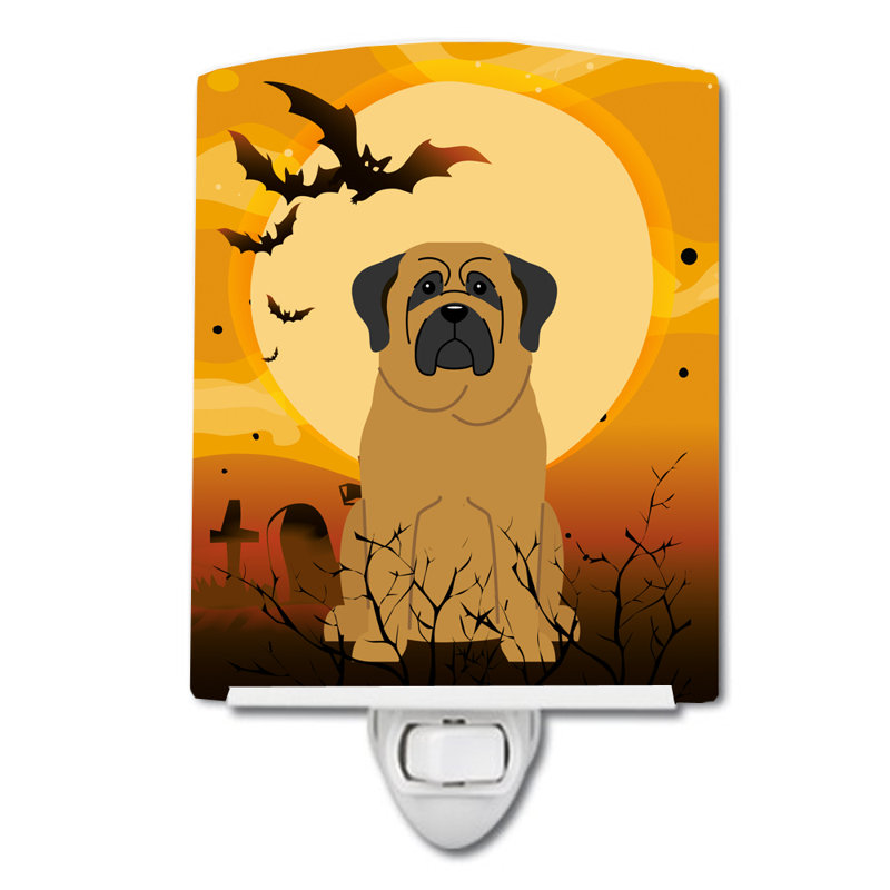 Éclairage de nuit en céramique halloween basset hound, Mastiff brun