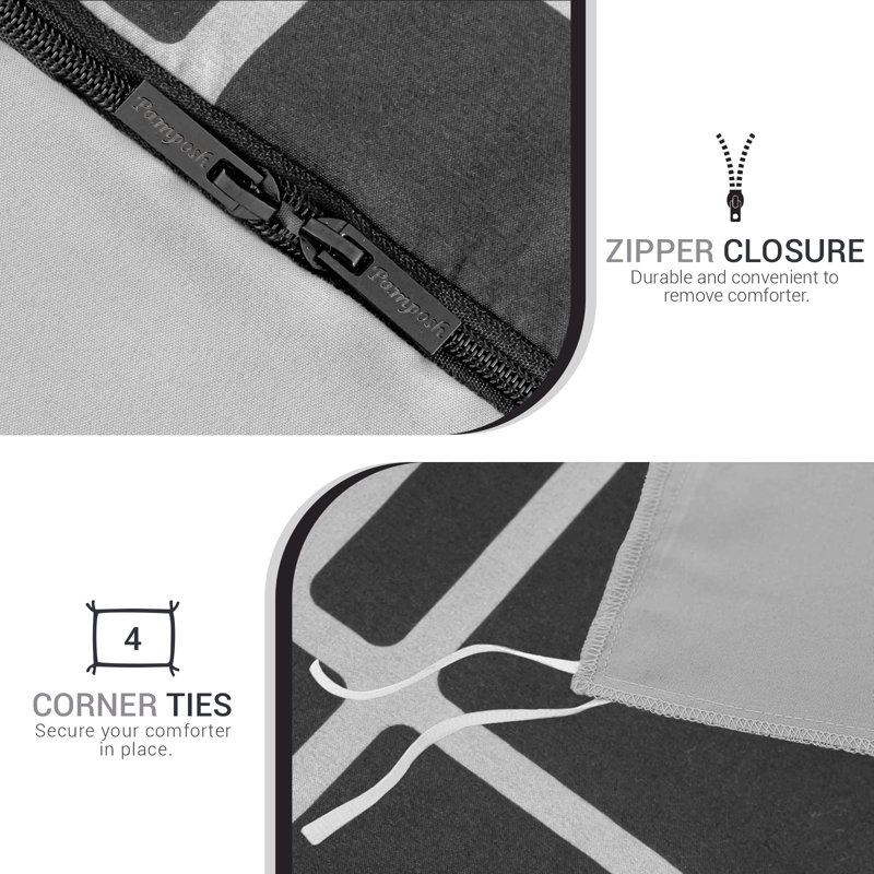 Microfiber Chequered Duvet Cover Set, Double (200cm x 200cm)