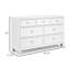 Commode large Heno, 7 tiroirs de rangement, poignées rondes en nickel, blanc