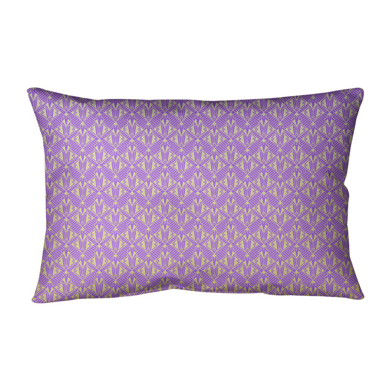Coussin lombaire art déco Katelyn Elizabeth, Pas de bourre, Mauve / Jaune