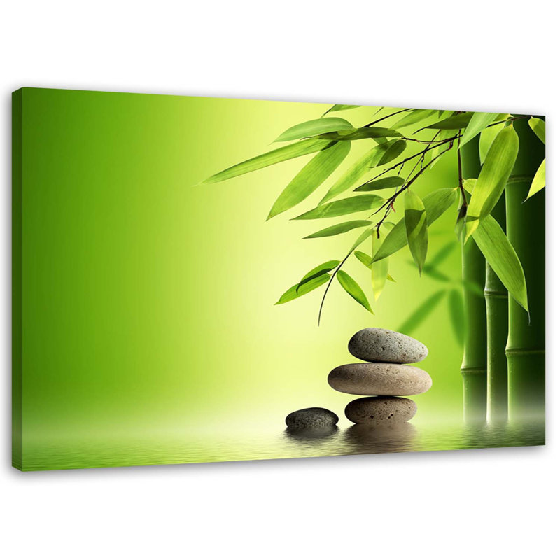 Zen Stones And Bamboo - No Frame Print on Canvas, 80cm H x 120cm W