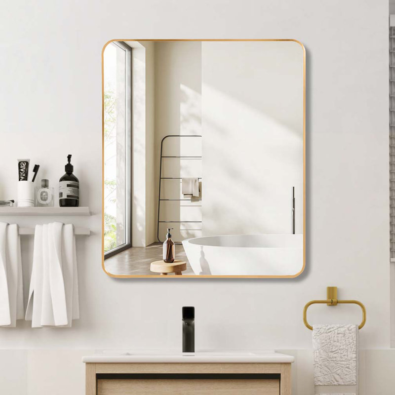 30 "x36" Rectangular Bathroom Wall Mirror, Gold
