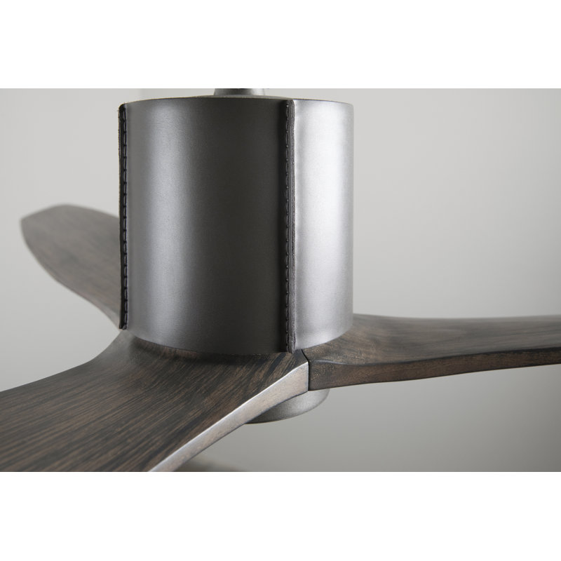 LeatherLuxe LED Downrod Ceiling Fan, Graphite/Gray, Wall/Remote Combo Controls, Graywash