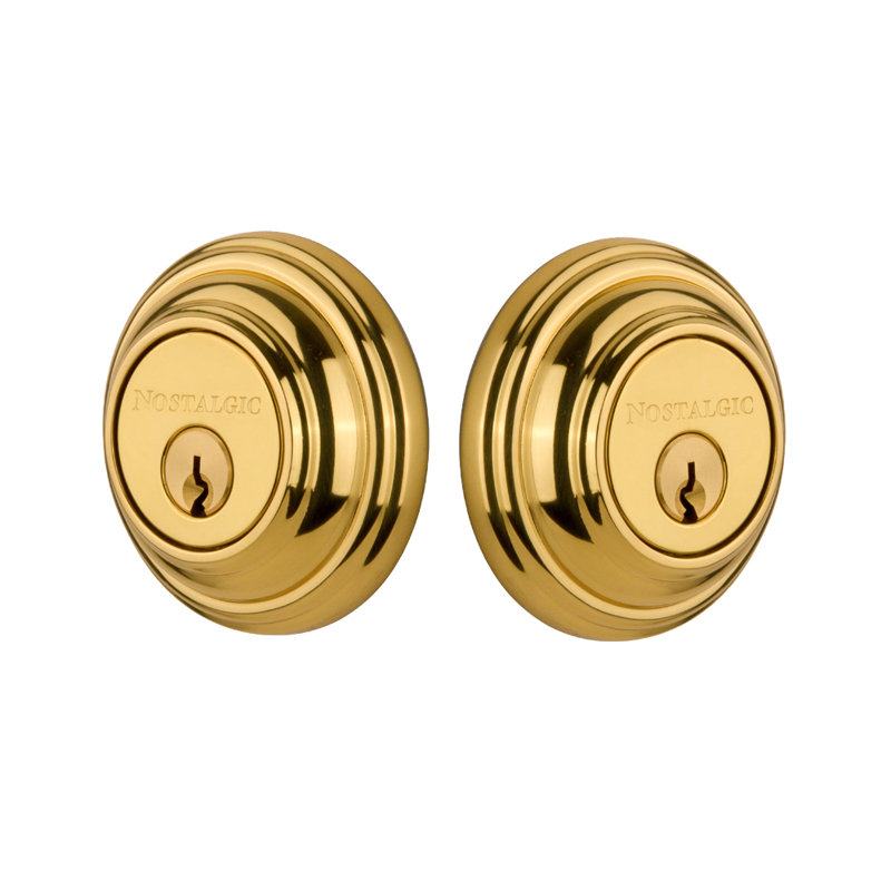 Nostalgic Warehouse Classic Rosette Double Cylinder Deadbolt, Unlacquered Brass, 2.75