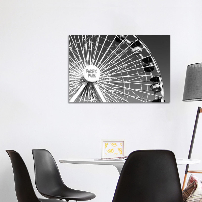 Black California Series - Pacific Wheel Santa Monica - Wrapped Canvas Print, 101.6 cm H x 66.04 cm W x 3.175 cm D