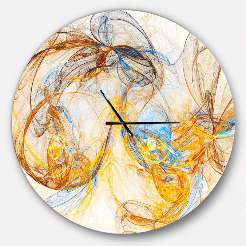Billow Smoke Yellow - horloge murale moderne, Surdimensionné