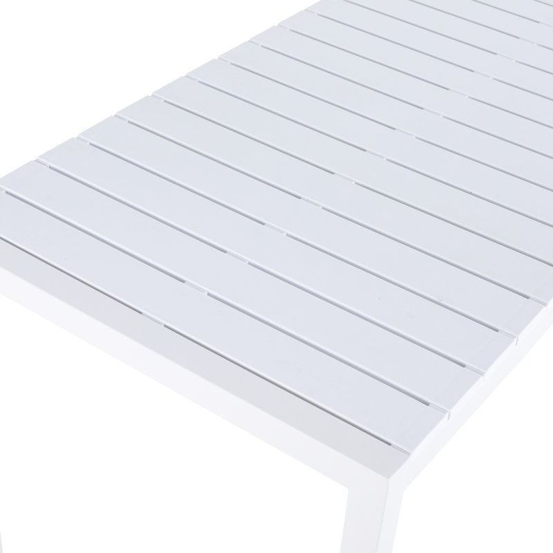55 Inch White Modern Dining Table For Bbqs And Indoor Workspace - All Weather , Fade Proof Pp Tabletop, Heavy Duty Metal Legs Rectangular Garden Indoor/outdoor Work Lightweight Material, Frame, Non