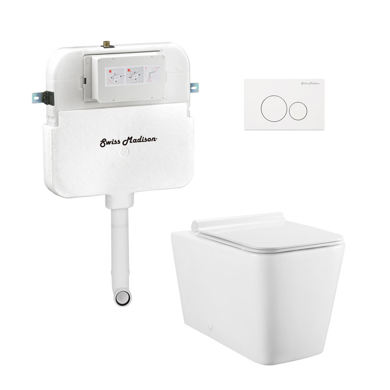 Concorde Square White Ceramic Back-to-Wall Toilet with Soft Close Seat