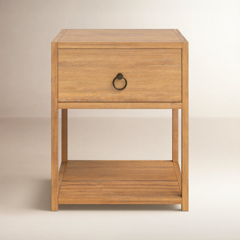 Elin 1-Drawer Acacia Nightstand, Natural