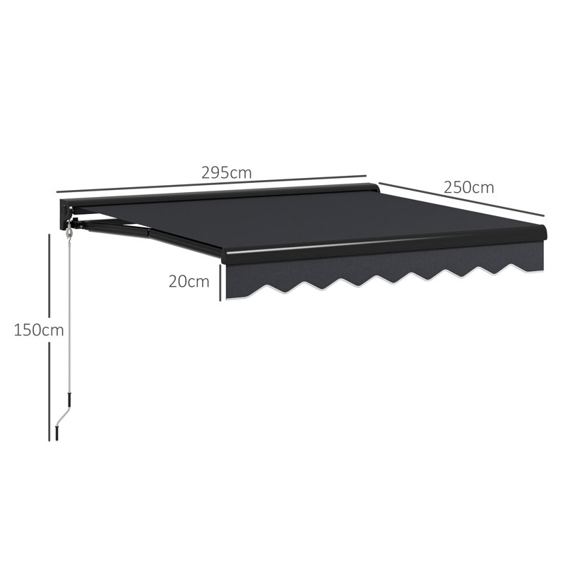 Dakota Fields 295cm W x 250cm D Polyester Cover Motorised Retractable Patio Awning,Door Canopy,Window Awning,Freestanding Awning