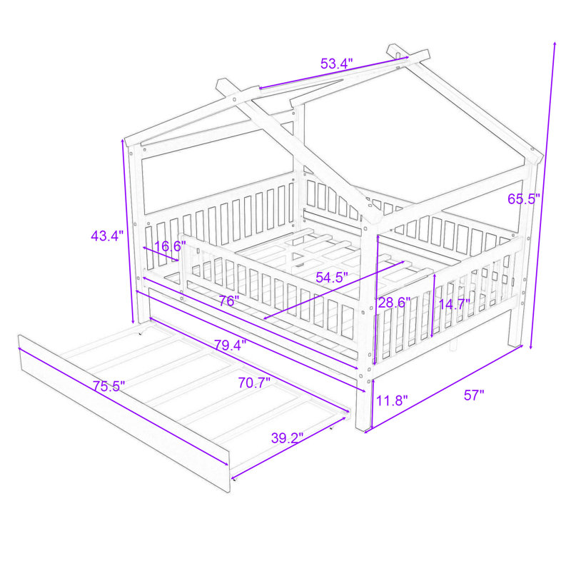 Dustee Wood Daybed with Slats, Walnut, Twin