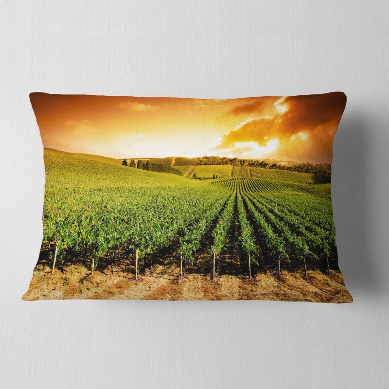 Paysage Sunset Vineyard Panorama - Coussin décoratif imprimé paysage