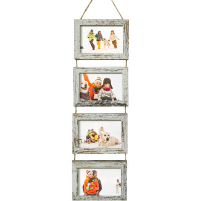 Wall Hanging Picture Frames Collage With 4 Opening Distressed  Frames