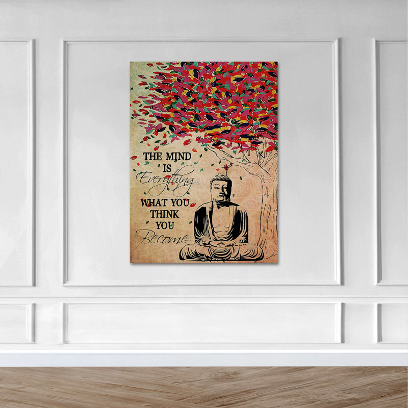 Bouddha sous un arbre coloré, H 20 po x l 16 po x P 2 po