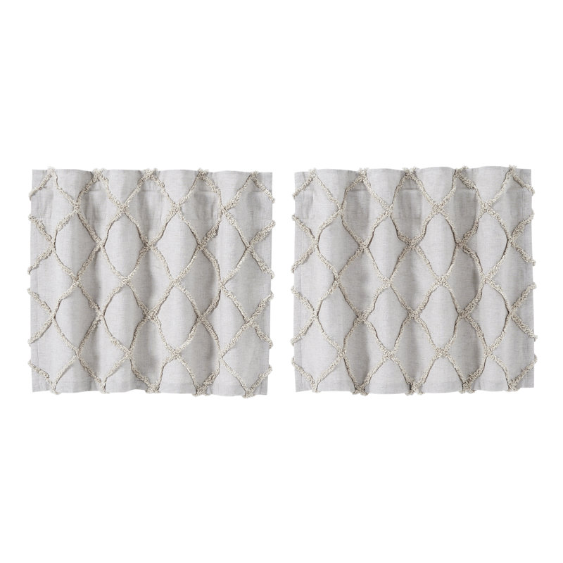 Aysha Cotton Geometric Tailored Cafe Curtain, 72" W x 24" L