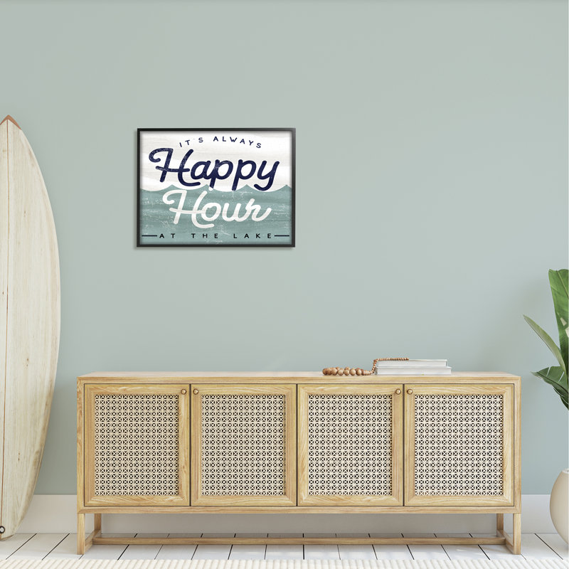 «Always Happy Hour», Lake House, L 30 po x H 24 po, Giclée encadrée noir minuit