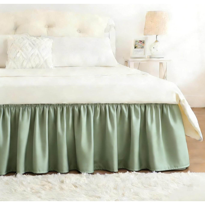 King Size Wrap-Around Elastic Bed Skirt, Matcha Green