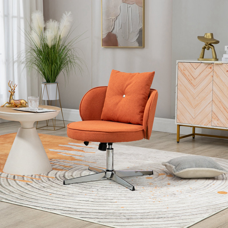 Chaise de bureau Geshia, Orange, Argent