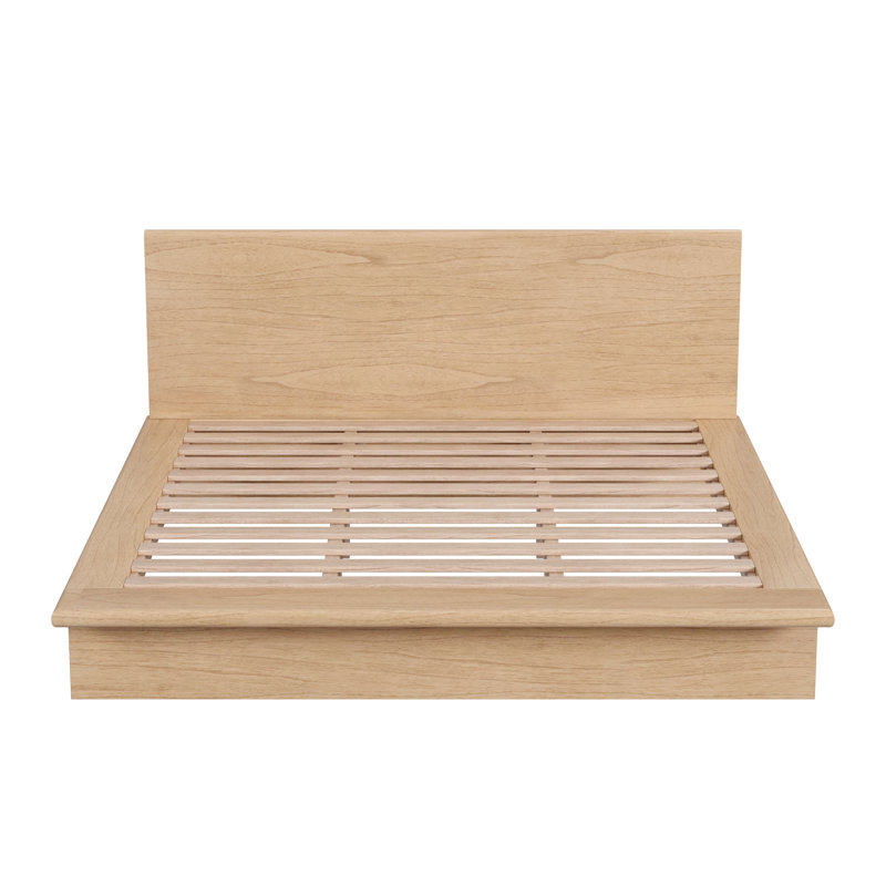 Soleil Wood Low Profile Platform Bed, King, Light Brown
