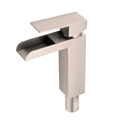 Waterfall Bathroom Faucet Single Handle Bathroom Sink Faucets 1 or 3 Hole Solid Vanity Faucet with Deck Plate