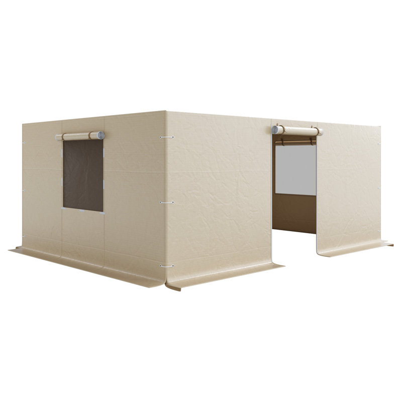 Gazebo Sidewall Compatible with 12 x 16 ft Structures, 4-Panel Winter Cover for Hardtop Gazebos, Durable PE Material, All-Weather Outdoor Protection with Mesh Windows, Gazebo Frame Not Included