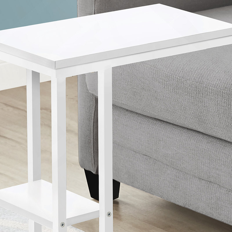 Shem End Table, White Top/White Base, 25.25" H x 10.25" W x 18.25" D