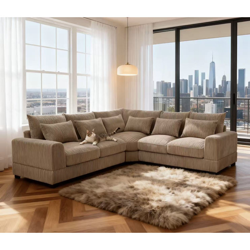 Laguna Modular Corduroy Sectional, Brown Corduroy