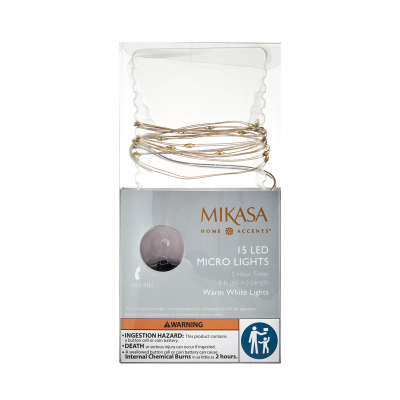 Mikasa 15-Light LED Microlight Strand, Soft White