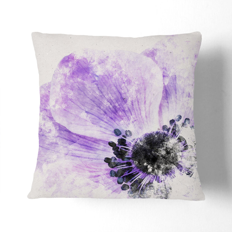 Anemone Flower Cushion with Filling, 55cm H x 55cm W x 20cm D, Black