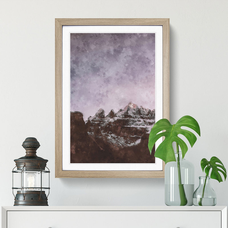 Stars Over The Dolomites In Italy Painting - Framed Print, 33cm H x 24cm W x 2cm D, Oak Framed