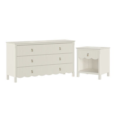 Table de chevet 1 tiroir et commode 6 tiroirs Sofia