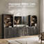 Meuble télé mural Jagger 170 po avec foyer de 36 po et porte en bois, ébène-1562183708