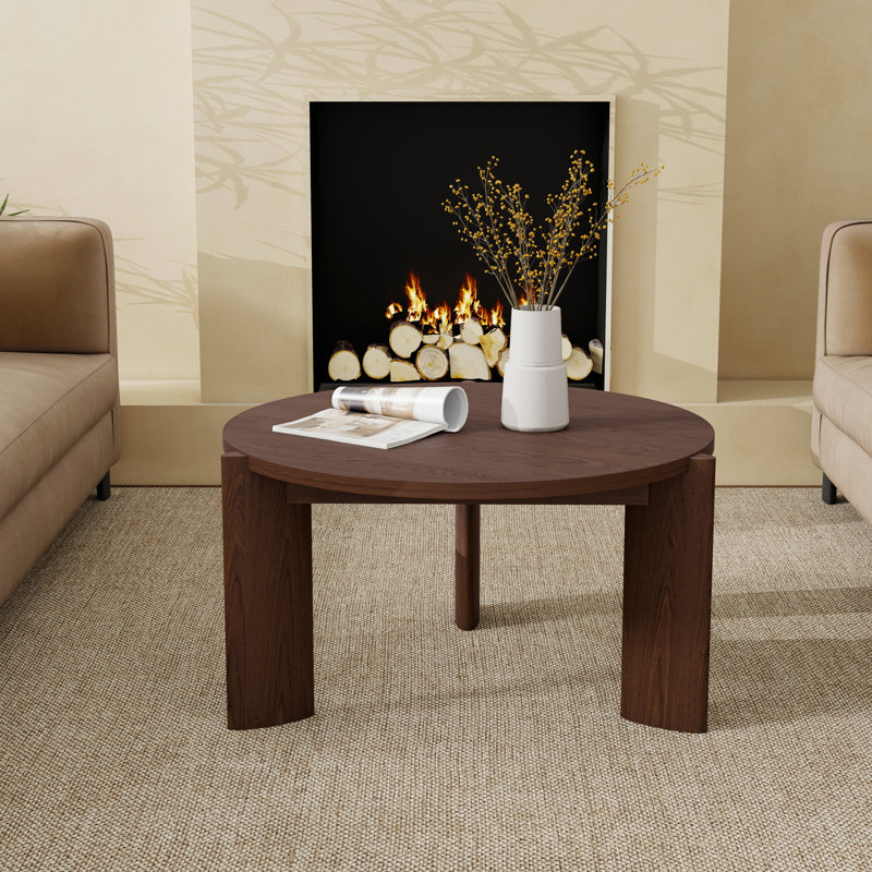 Modern Round Coffee Table with Three-Legged Design