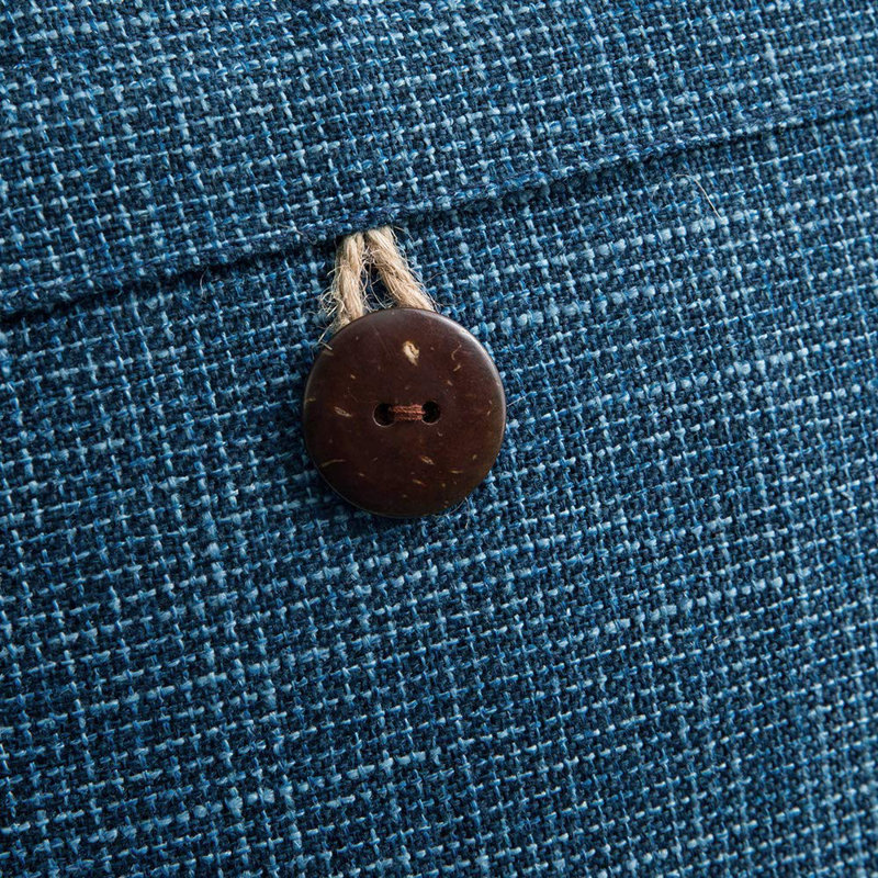 Linen Textured Buttons Pillow Cover, Blue