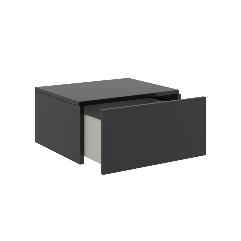 Mirazo 43cm W Particle Board / Chipboard Bedside Table, Black